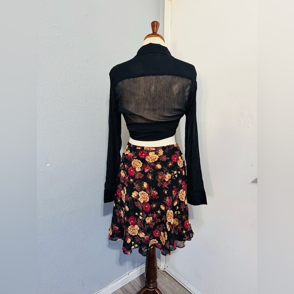 Compagnie Internationale Express Vintage Floral Short Skater Y2K Skirt Ruffled M - Picture 9 of 15